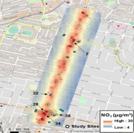 Urban road air monitoring network